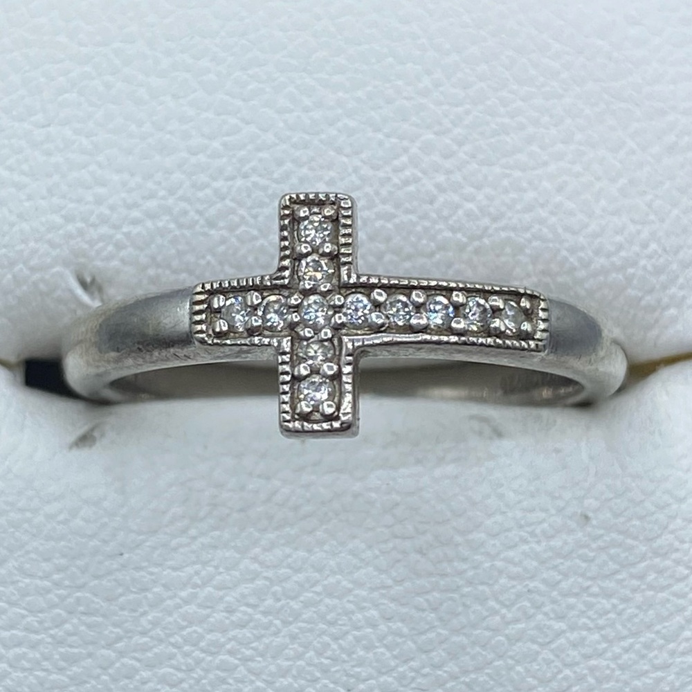 Sterling Silver CZ Cross Ring